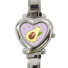 Avocado Green With Pastel Violet Background2 Avocado Pastel Light Violet Heart Italian Charm Watch by genx