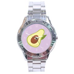 Avocado Green With Pastel Violet Background2 Avocado Pastel Light Violet Stainless Steel Analogue Watch by genx