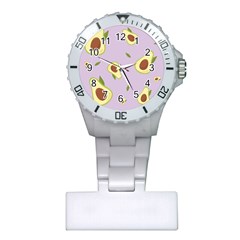 Avocado Green With Pastel Violet Background2 Avocado Pastel Light Violet Plastic Nurses Watch by genx