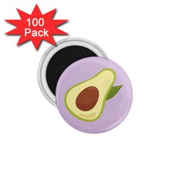 Light Green Retro Avocado Pattern On Pastel Violet Background 1 75  Magnets (100 Pack) 