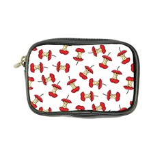 Red Apple Core Funny Retro Pattern Half On White Background Coin Purse by genx