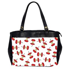 Red Apple Core Funny Retro Pattern Half On White Background Oversize Office Handbag (2 Sides) by genx