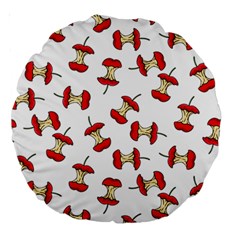 Red Apple Core Funny Retro Pattern Half On White Background Large 18  Premium Round Cushions by genx
