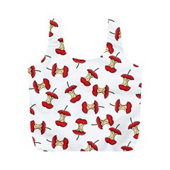 Red Apple Core Funny Retro Pattern Half On White Background Full Print Recycle Bag (m) by genx