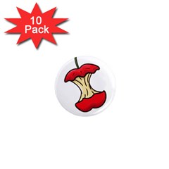 Red Apple Core Funny Retro  1  Mini Magnet (10 Pack)  by genx