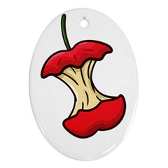 Red Apple Core Funny Retro  Oval Ornament (two Sides) by genx