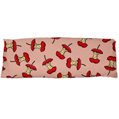 Red Apple Core Funny Retro Pattern Half Eaten On Pastel Orange Background Body Pillow Case (dakimakura) by genx