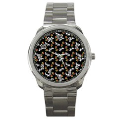 Lamb Pattern Black Sport Metal Watch