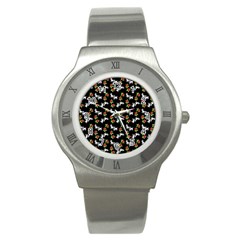 Lamb Pattern Black Stainless Steel Watch