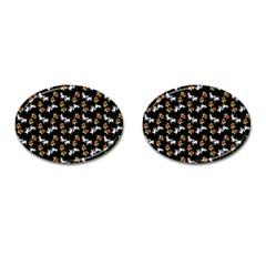 Lamb Pattern Black Cufflinks (oval)