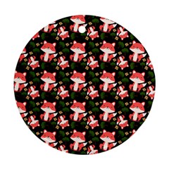 Fox And Trees Pattern Round Ornament (two Sides) by snowwhitegirl
