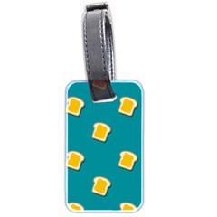 Toast With Cheese Funny Retro Pattern Turquoise Green Background Luggage Tags (two Sides) by genx