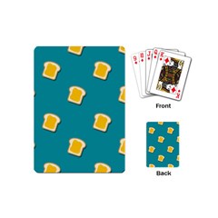 Toast With Cheese Funny Retro Pattern Turquoise Green Background Playing Cards (mini) by genx