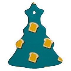 Toast With Cheese Funny Retro Pattern Turquoise Green Background Ornament (christmas Tree)  by genx