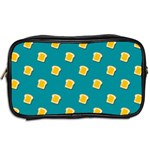 Toast With Cheese Funny Retro Pattern Turquoise Green Background Toiletries Bag (Two Sides) Back