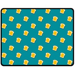 Toast With Cheese Funny Retro Pattern Turquoise Green Background Double Sided Fleece Blanket (medium)  by genx