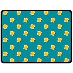Toast With Cheese Funny Retro Pattern Turquoise Green Background Double Sided Fleece Blanket (large)  by genx