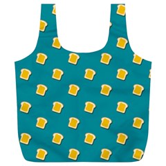 Toast With Cheese Funny Retro Pattern Turquoise Green Background Full Print Recycle Bag (xl) by genx