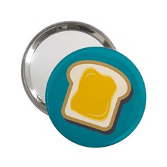 Toast With Cheese Funny Retro Pattern Turquoise Green Background 2 25  Handbag Mirrors by genx