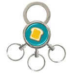 Toast With Cheese Funny Retro Pattern Turquoise Green Background 3-Ring Key Chains Front