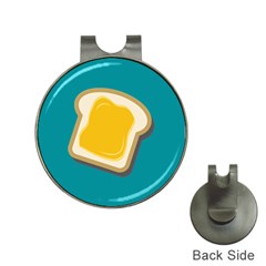 Toast With Cheese Funny Retro Pattern Turquoise Green Background Hat Clips With Golf Markers by genx