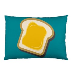 Toast With Cheese Funny Retro Pattern Turquoise Green Background Pillow Case by genx