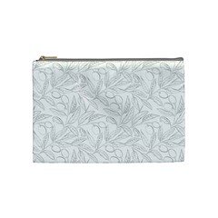 Organic Olive Leaves Pattern Hand Drawn Black And White Cosmetic Bag (medium) by genx