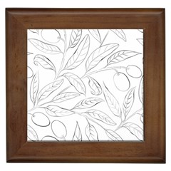 Organic Olive Leaves Pattern Hand Drawn Black And White Framed Tiles by genx