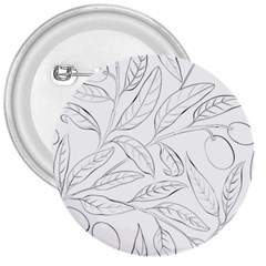 Organic Olive Leaves Pattern Hand drawn Black and white 3  Buttons