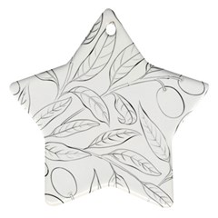 Organic Olive Leaves Pattern Hand drawn Black and white Ornament (Star)