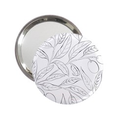 Organic Olive Leaves Pattern Hand drawn Black and white 2.25  Handbag Mirrors