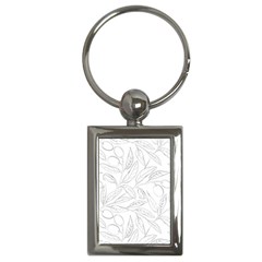 Organic Olive Leaves Pattern Hand drawn Black and white Key Chains (Rectangle) 