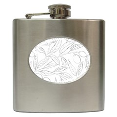 Organic Olive Leaves Pattern Hand drawn Black and white Hip Flask (6 oz)