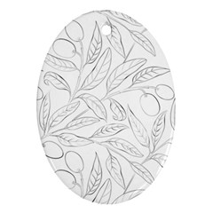 Organic Olive Leaves Pattern Hand drawn Black and white Oval Ornament (Two Sides)