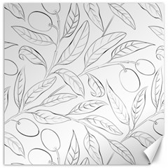Organic Olive Leaves Pattern Hand drawn Black and white Canvas 16  x 16 