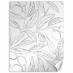 Organic Olive Leaves Pattern Hand drawn Black and white Canvas 18  x 24 