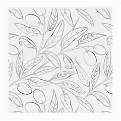 Organic Olive Leaves Pattern Hand Drawn Black And White Medium Glasses Cloth (2-side) by genx