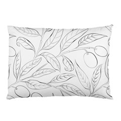 Organic Olive Leaves Pattern Hand drawn Black and white Pillow Case