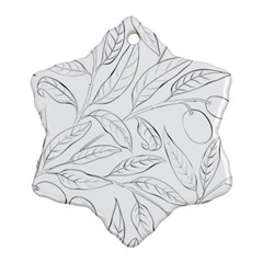 Organic Olive Leaves Pattern Hand Drawn Black And White Snowflake Ornament (two Sides) by genx