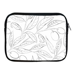 Organic Olive Leaves Pattern Hand drawn Black and white Apple iPad 2/3/4 Zipper Cases