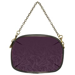 Organic Olive Leaves Pattern Hand Drawn Purple Red Wine Chain Purse (one Side) by genx