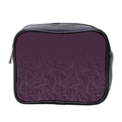 Organic Olive Leaves Pattern Hand Drawn Purple Red Wine Mini Toiletries Bag (two Sides) by genx