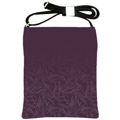 Organic Olive Leaves Pattern Hand Drawn Purple Red Wine Shoulder Sling Bag by genx