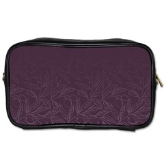 Organic Olive Leaves Pattern Hand Drawn Purple Red Wine Toiletries Bag (two Sides) by genx