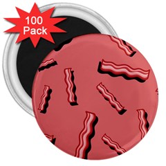 Funny Bacon Slices Pattern Infidel Vintage Red Meat Background  3  Magnets (100 Pack) by genx