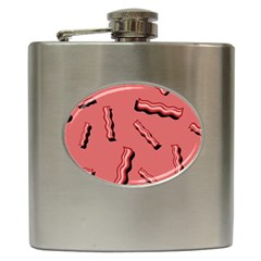 Funny Bacon Slices Pattern Infidel Vintage Red Meat Background  Hip Flask (6 Oz) by genx