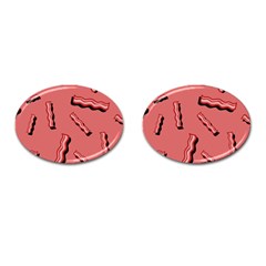 Funny Bacon Slices Pattern Infidel Vintage Red Meat Background  Cufflinks (oval) by genx