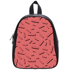 Funny Bacon Slices Pattern Infidel Vintage Red Meat Background  School Bag (small) by genx