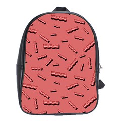 Funny Bacon Slices Pattern Infidel Vintage Red Meat Background  School Bag (xl) by genx