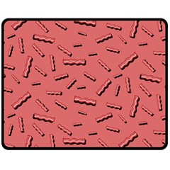 Funny Bacon Slices Pattern Infidel Vintage Red Meat Background  Double Sided Fleece Blanket (medium)  by genx